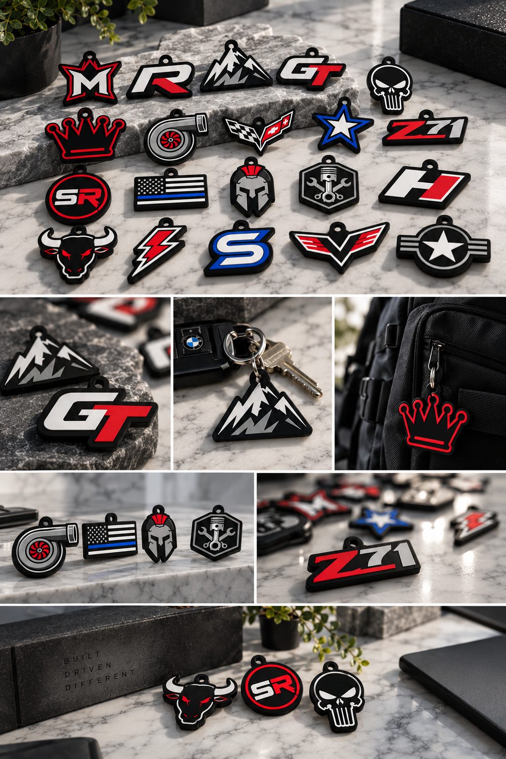 Close-ups of finished keychains